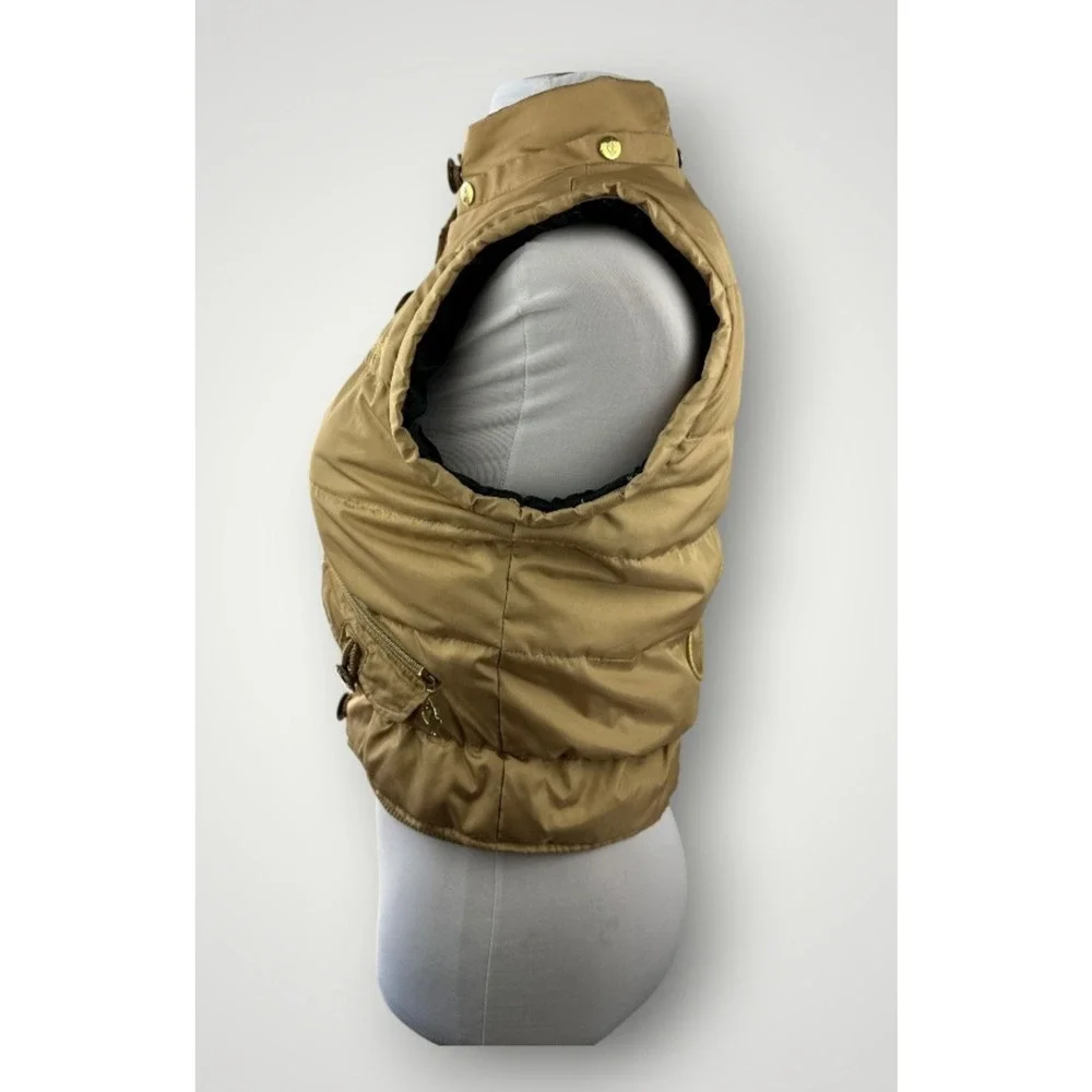 Vintage Y2K Baby Phat Feather Down Puffer Vest Gold Button Zip Womens Size Large - Picture 5 of 16